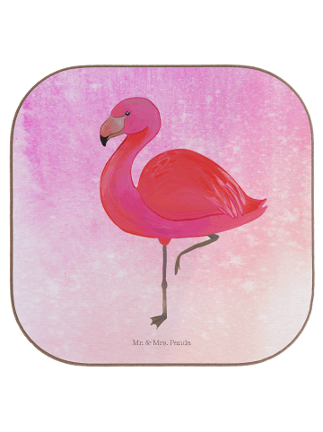 Mr. & Mrs. Panda Untersetzer Flamingo Classic ohne Spruch in Aquarell Pink