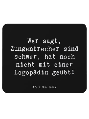 Mr. & Mrs. Panda Mauspad Spruch Training mit Logopädin mit Spruch in Schwarz