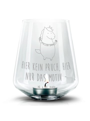 Mr. & Mrs. Panda Kerzenhalter Einhorn Dankeschön mit Spruch in Transparent