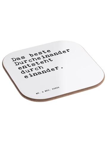 Mr. & Mrs. Panda Glasuntersetzer Das beste Durcheinander entsteh... in Weiß