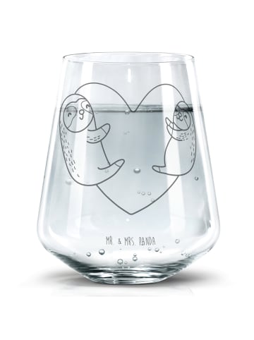 Mr. & Mrs. Panda Trinkglas Faultiere Herz ohne Spruch in Transparent