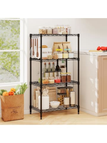 COSTWAY Metall Aufbewahrungsregal 4 stöckig in Schwarz