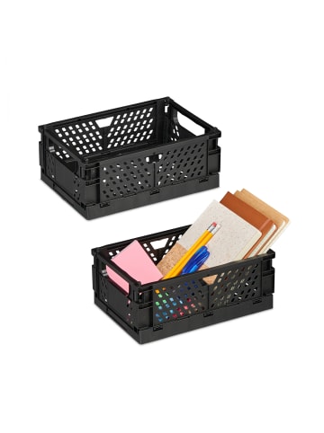 relaxdays 4 x Klappbox in Schwarz - (B)25 x (H)10 x (T)16,5 cm