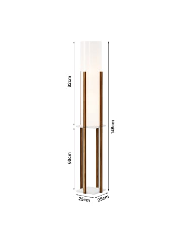 lux.pro Stehleuchte Gisborne in Braun Weiß (H)146cm (B)25cm (T)25cm