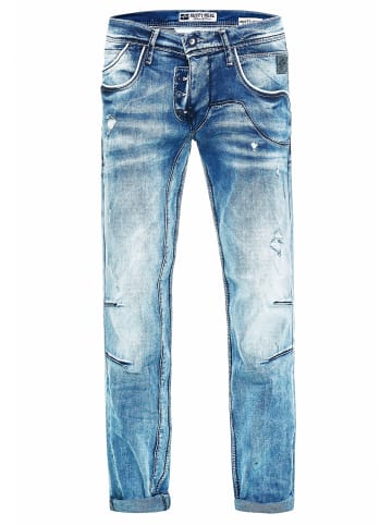 Rusty Neal Jeans Hose "RUBEN" Ice Washed Normal in Hell Blau