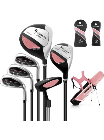 COSTWAY Golfschläger 6 tlg. Set 11-13 Jahren in Rosa