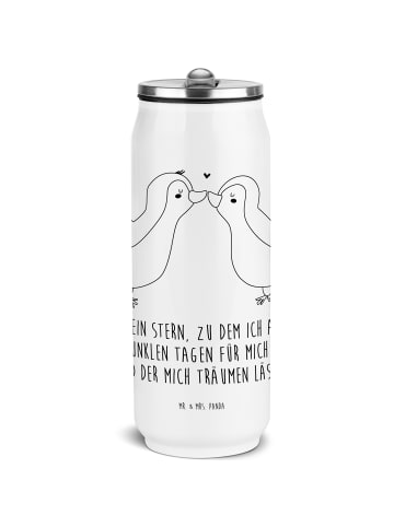 Mr. & Mrs. Panda Getränkedose Pinguin Liebe mit Spruch in Weiß