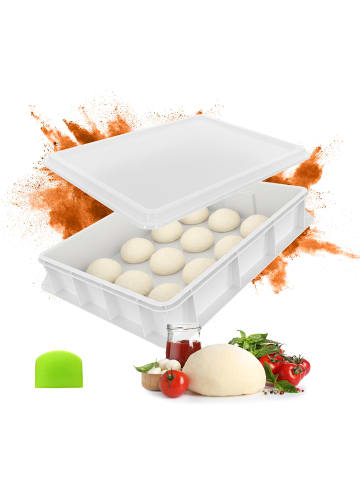 relaxdays Pizzaballenbox in Weiß - (B)60 x (H)13 x (T)40 cm