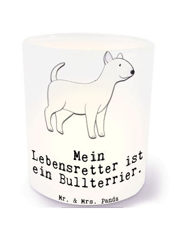 Mr. & Mrs. Panda Teelichthalter Bullterrier Lebensretter mit Spruch in Transparent