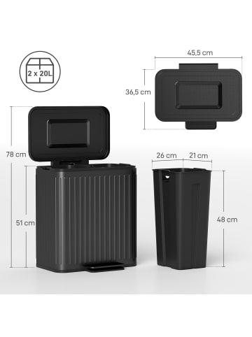 HOMCOM Mülleimer in Grün 45,5L x 36,5B x 51H cm