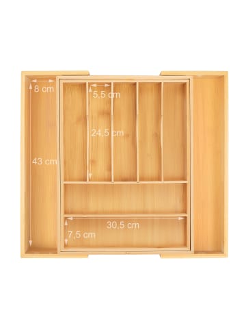 relaxdays Besteckkasten in Natur - (B)50,5 x (H)5 x (T)44,5 cm