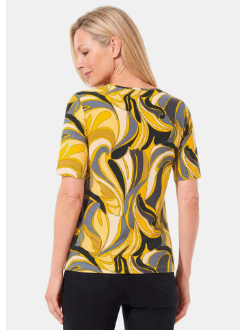 GOLDNER Shirt mit hübschem Ornament-Muster in gelb / grau / schwarz / gemustert
