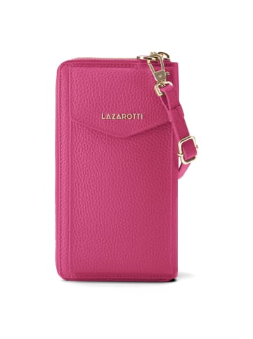 Lazarotti Bologna Leather Zip-Around Geldbörse Handytasche Leder 19 cm in hot pink