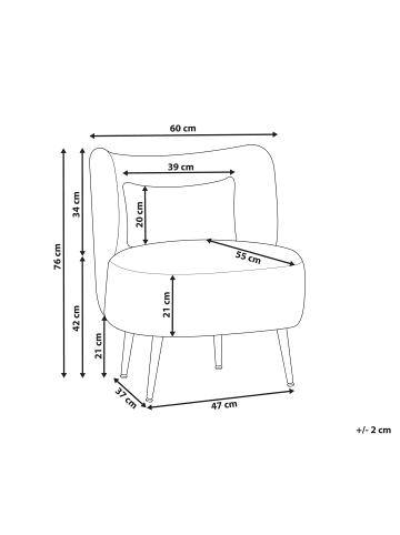 Beliani Sessel OTSBY II in Weiß/Braun - (W) 60 x (H) 76 x (L) 55 cm