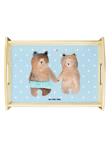 Mr. & Mrs. Panda Servier Tablett Bär Freundin ohne Spruch in Blau Pastell