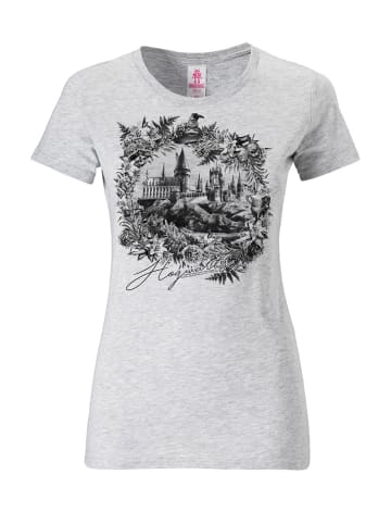 Logoshirt T-Shirt Harry Potter - Hogwarts Schloss in grau-meliert