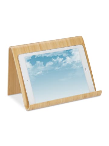 relaxdays Tablet-Ständer in Natur - (B)26 x (H)17 x (T)15,5 cm