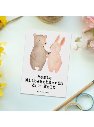 Mr. & Mrs. Panda Postkarte Hase Beste Mitbewohnerin der Welt mit... in Weiß