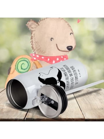Mr. & Mrs. Panda sport trinkflasche Igel händchenhaltend mit Spruch in Weiß