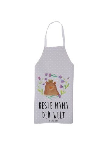 Mr. & Mrs. Panda Schürze Bär Königin mit Spruch in Grau Pastell