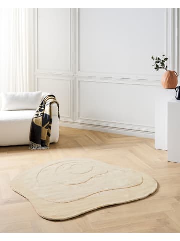 Beliani Kurzflor GORANO in Beige - (W) 160 x (L) 160 cm