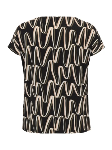 Betty Barclay Printshirt mit Wasserfallausschnitt in Black Khaki