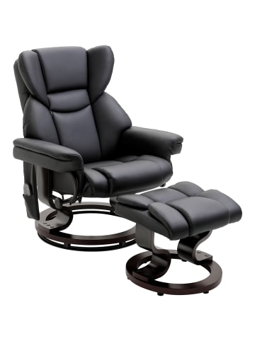HOMCOM Relaxsessel mit Fußhocker in Schwarz 79L x 82B x 101H cm