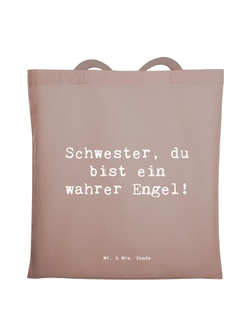Mr. & Mrs. Panda canvas tasche Spruch Schwester Engel mit Spruch in Braun Pastell