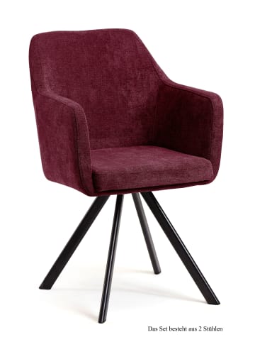 58 aufm Kessel ARMLEHNSTUHL drehbar (2er-Set) Devka 57x87x60 Schwarz/Marsala