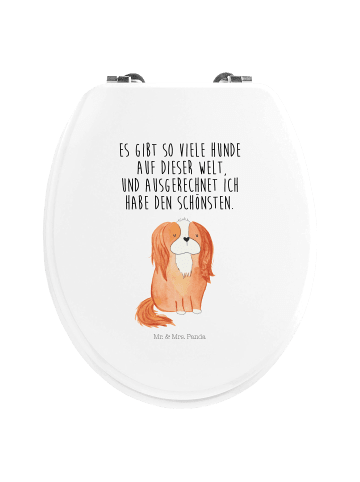 Mr. & Mrs. Panda Motiv WC Sitz Hund Cavalier King Charles Spanie... in Weiß