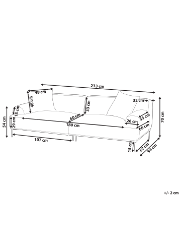 Beliani 3-Sitzer Sofa MATILA in Weiß - (W) 233 x (H) 70 x (L) 94 cm