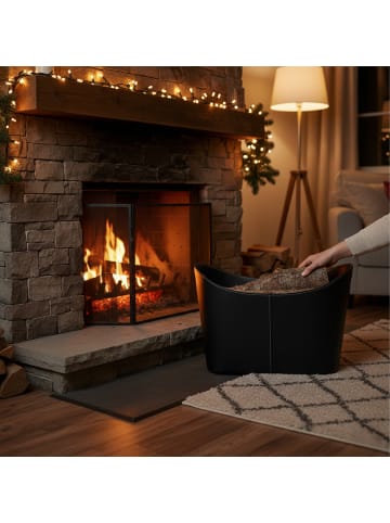 relaxdays Kaminholzkorb XL in Schwarz