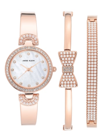 Anne Klein Quarzuhr Geschenksets in weiß perlmutt / rosegold