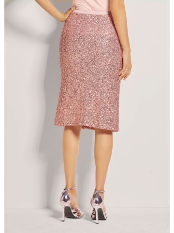 MADELEINE Schlanker Pencil-Skirt mit Wendepailletten in blassrosa / puderrosé