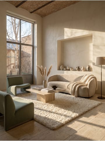 KADIMA DESIGN Teppich Hochflor Shaggy Waschbar Einfarbig RHEIN Strapazierfähig in Creme
