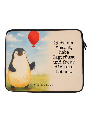 Mr. & Mrs. Panda Laptop Tasche Pinguin Luftballon Design mit Spruch in Weiß