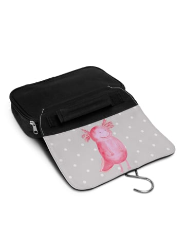 Mr. & Mrs. Panda Kosmetiktasche Axolotl Glücklich ohne Spruch in Grau Pastell