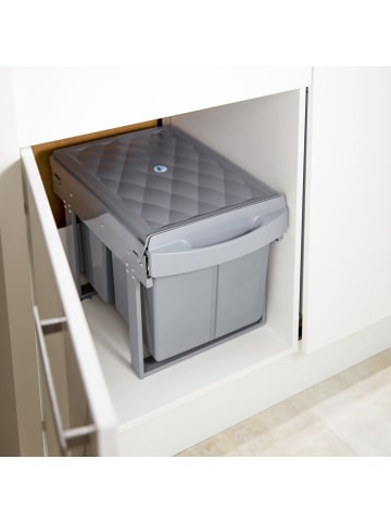relaxdays Mülltrennsystem Grau Deluxe 2x15L