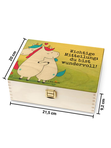 Mr. & Mrs. Panda Teebox Holz Einhorn Mitteilung Design mit Spruch in Weiß