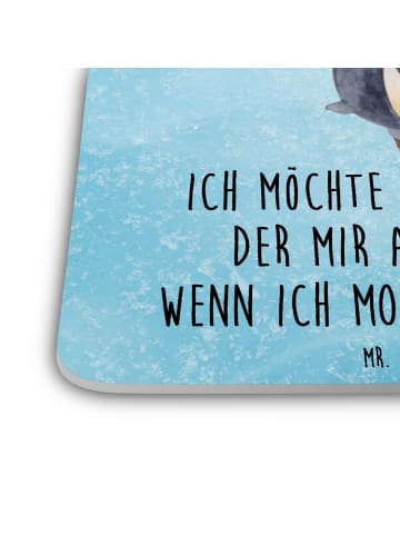 Mr. & Mrs. Panda Untersetzer Pinguin mHerzieren mit Spruch in Eisblau