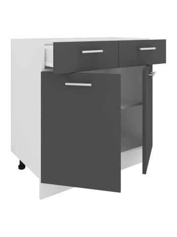 VCM Küchenschrank B 80 cm Unterschrank Schublade Esilo in Weiß / Anthrazit