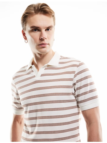 KOTON TSHIRT SS POLO in Braun Gestreift
