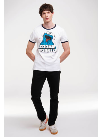 Logoshirt T-Shirt Cookie Monster in weiss-dunkelblau