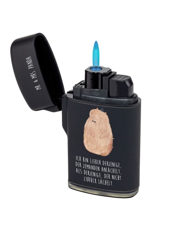 Mr. & Mrs. Panda Feuerzeug Murmeltier mit Spruch in Schwarz