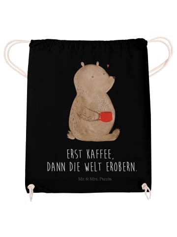 Mr. & Mrs. Panda Beutel Bär Kaffee mit Spruch in Schwarz