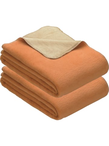 Erwin Müller Baumwollmischung Wohndecke 2er-Pack Matera in terra/sand