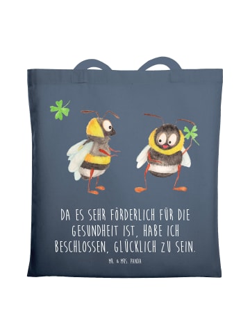 Mr. & Mrs. Panda Stofftasche Hummeln Kleeblatt mit Spruch in Indigo Blue