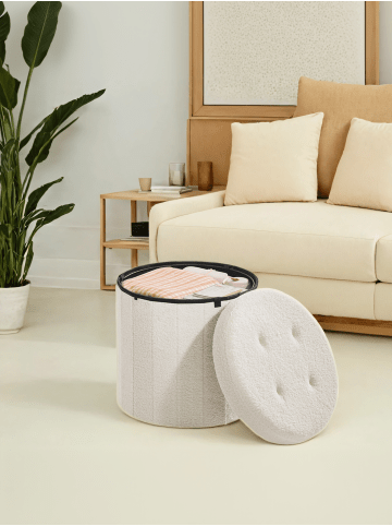SONGMICS Sitzhocker Minota in Cremeweiss - (B)47 x (H)45 x (T)47 cm