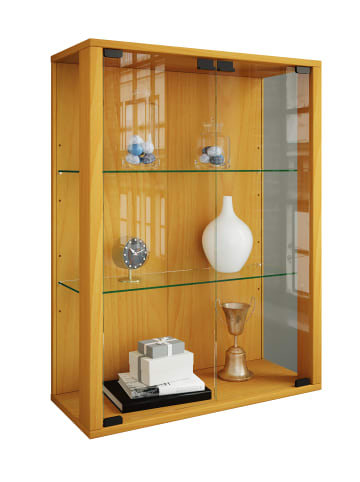 VCM Wandvitrine Hängevitrine Glasvitrine Glas Udina in Buche
