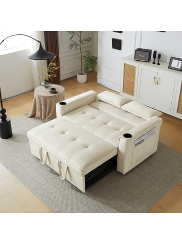 ABRIHOME Klappbares Schlafsofa mit Schlaffunktion in Beige